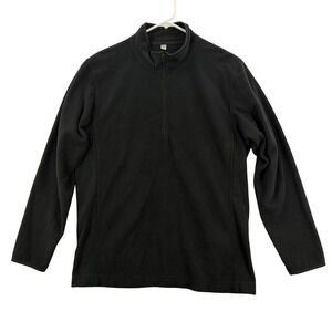 Uniqlo Sweater Mens XL Black Fleece‎ Quarter Zip Pullover Lightweight Warm Cozy